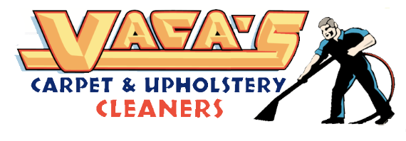 Vaca's Carpet & Upholstery Cleaners logo with cleaner